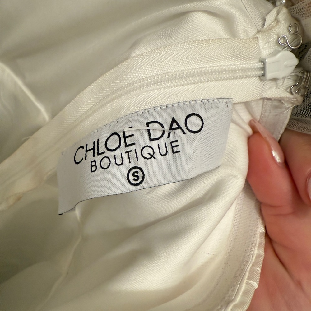 Chloe Dao Boutique Ivory Strapless Rosette Cocktail Dress Bridal Shower Size S - Picture 5 of 5